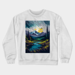 Autumn river and mountains Crewneck Sweatshirt